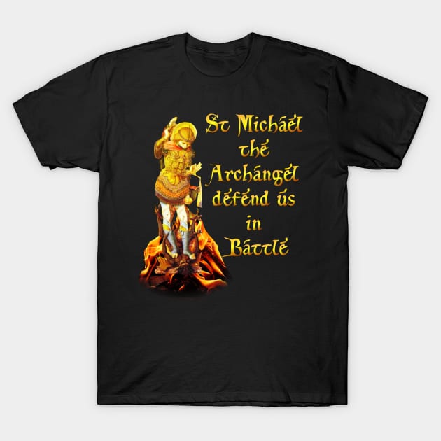 St Michael the Archangel Angel Deliver us from Evil T-Shirt by hispanicworld